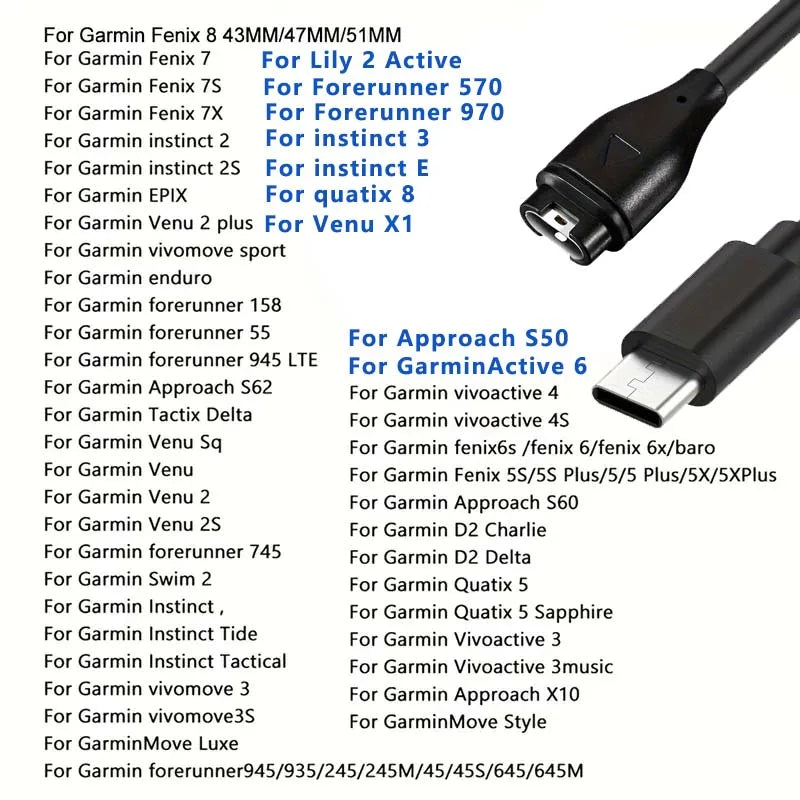 Garmin Approach S10 S12 S40 S42 S60 S62 S70 Charger Cable Peaceful Pleasures Health and Wellness