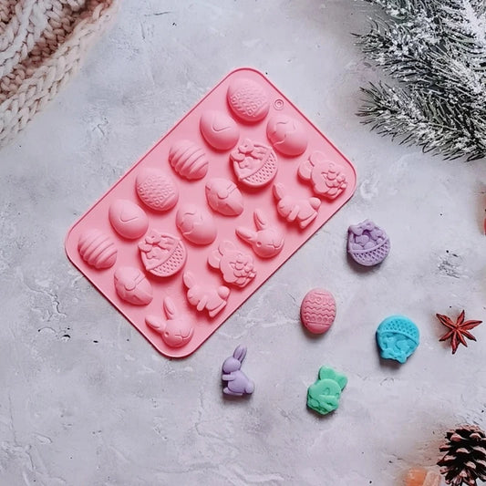 DIY Chocolate Mold Candy Ice Mold Silicone Cake Chocolate Biscuit Baking Mold Rabbit Shaped Festival Decoration Peaceful Pleasures Health and Wellness