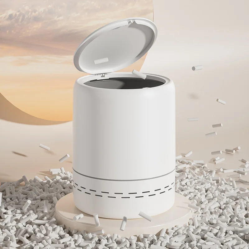 Premium Air-Press Trash Can with Pop-Up Lid - Cylindrical Design, Large Size for Kitchen & Bathroom, Home Décor Must-Have Peaceful Pleasures Health and Wellness