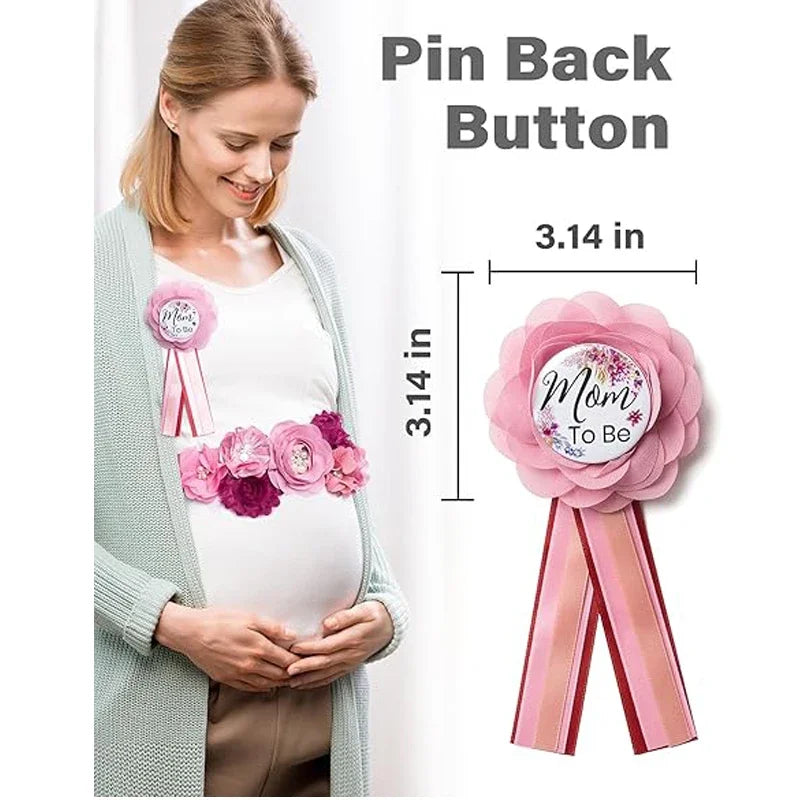 Flower Sash Set-Baby Shower Mom to Be Daddy to Be Corsage Pin- Belt for Maternity Dress Photo Props حزام Пояс Cinturón Ceinture Peaceful Pleasures Health and Wellness