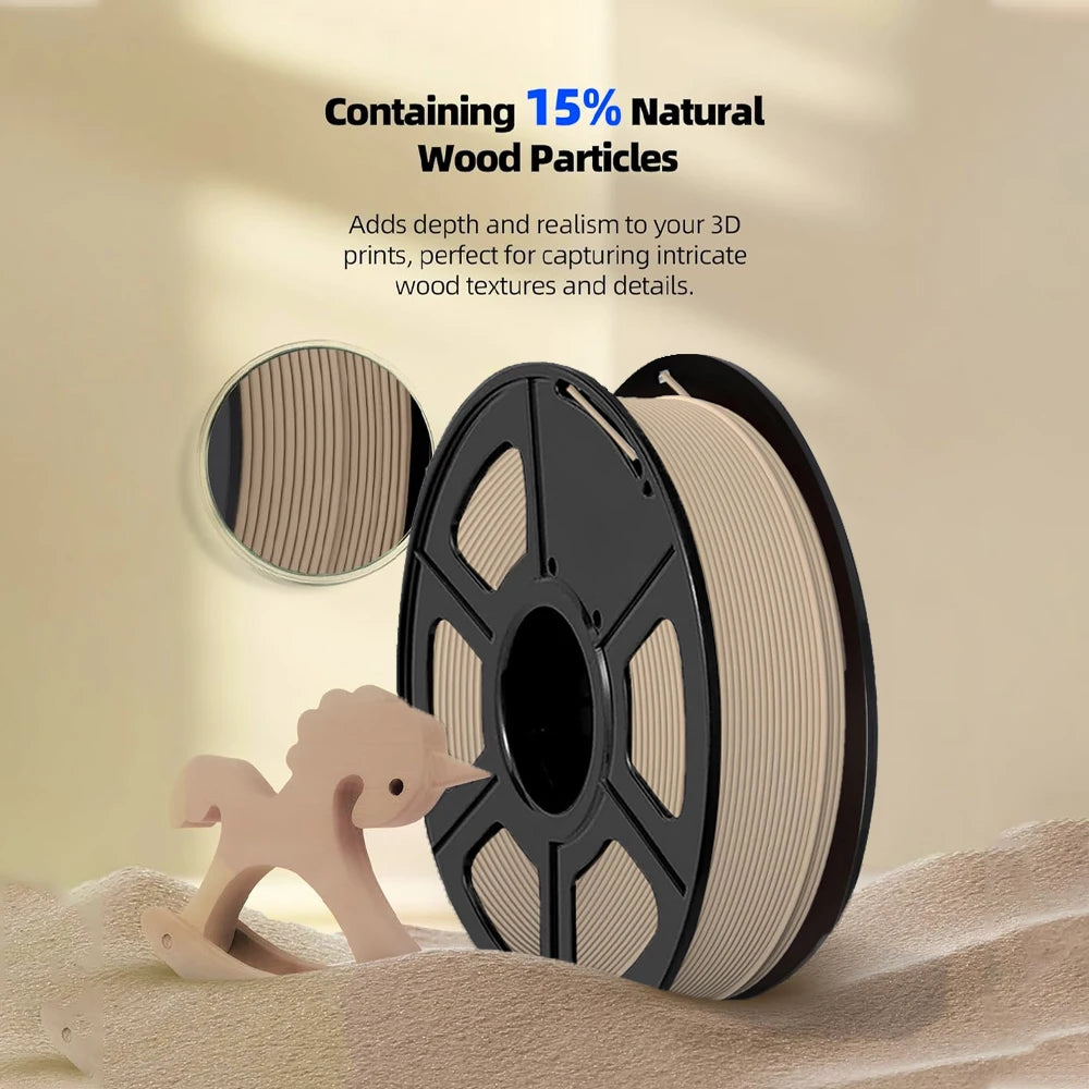 Wood PLA Filament 1.75mm Bundle – 4 Colors, Vacuum Packed