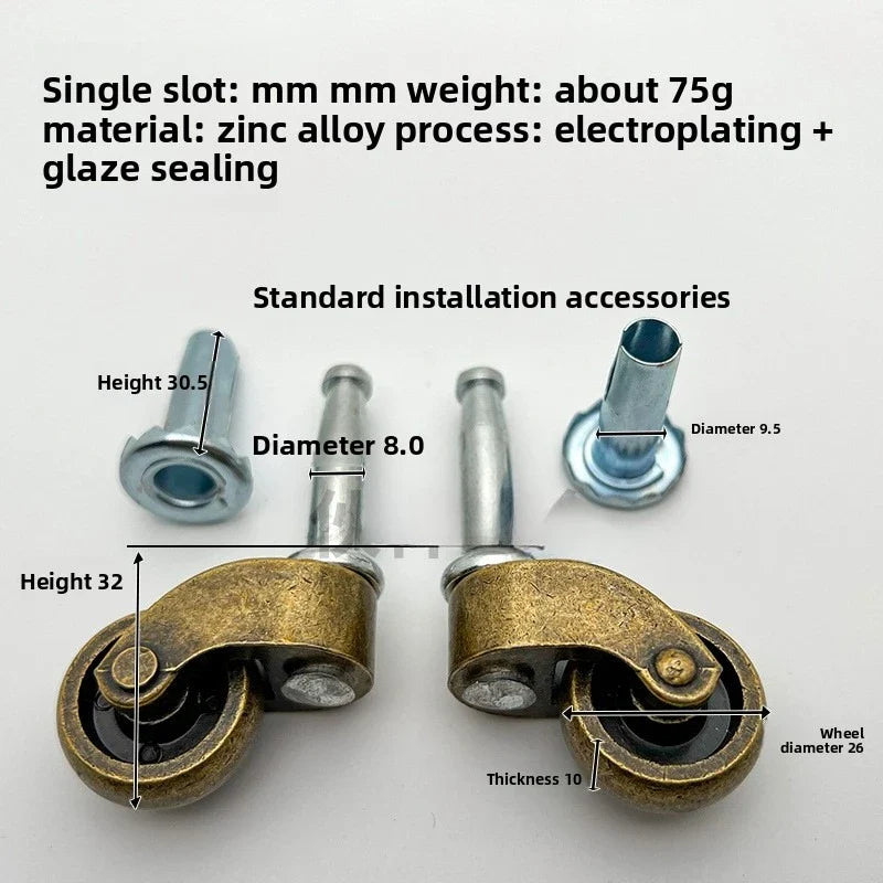 Brass Furniture Caster | Universal Piano & Sofa Wheel Roller