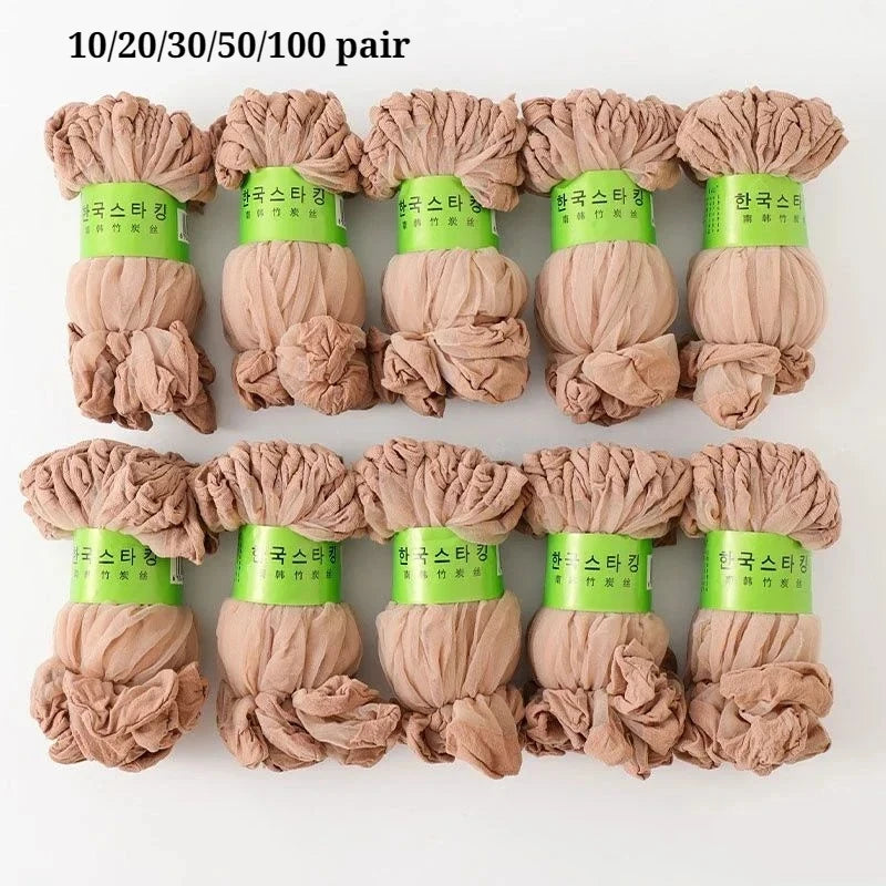 Women's Ultrathin Transparent Nylon Ankle Socks | 10–100 Pairs