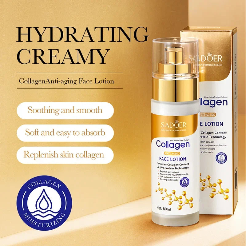 SADOER Collagen Facial Serum Face Lotion Moisturizing Face Emulsion Oil Control Water Replenishment Refreshing Facial Essence Peaceful Pleasures Health and Wellness
