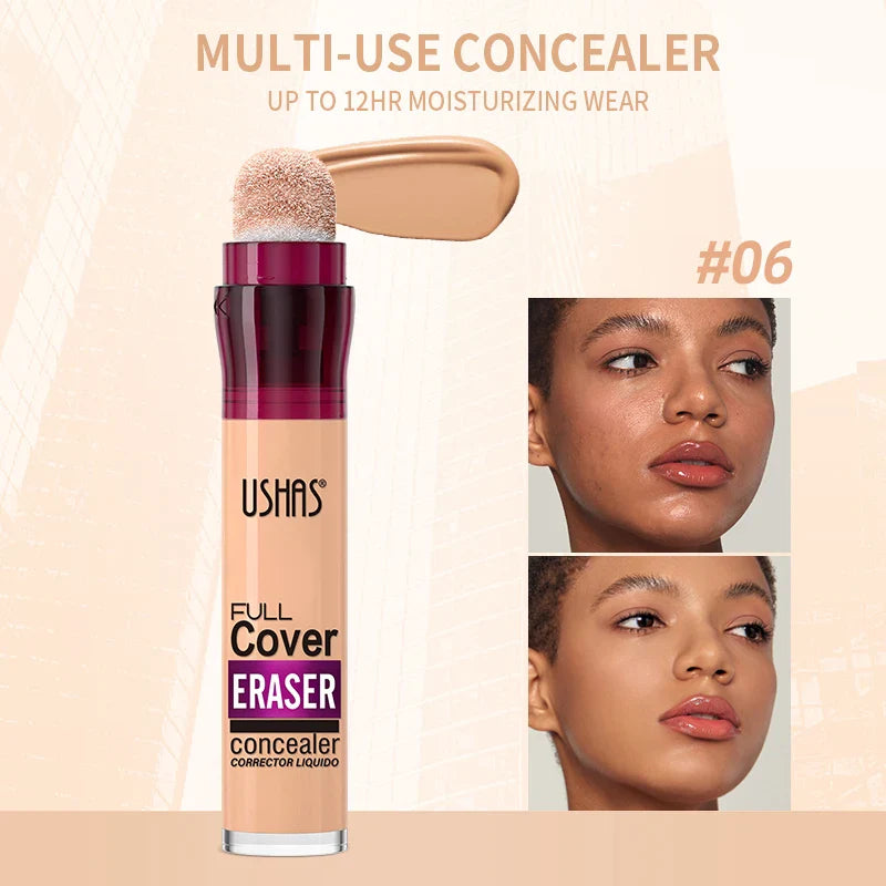 USHAS 12-Shade Liquid Concealer – Rotating Sponge, Long-Lasting