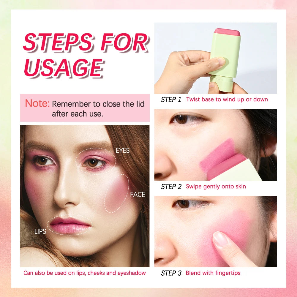 ibcccndc Rotating Blush Cream Tinted Moisture Stick Naturally Long-lasting Moisturizing Waterproof And Non-Removing Orange Blush Peaceful Pleasures Health and Wellness