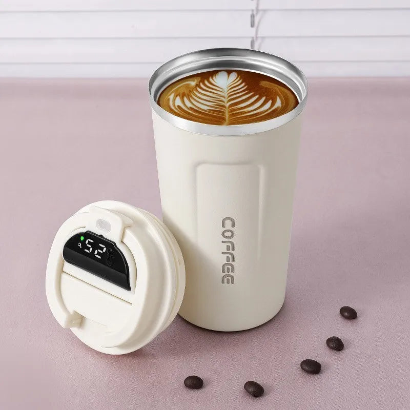 Coffee cup with temperature display, car insulation cup, 510ML travel insulation cup, suitable for hot beverages, tea, coffee, m Peaceful Pleasures Health and Wellness Digital version 4 500ml