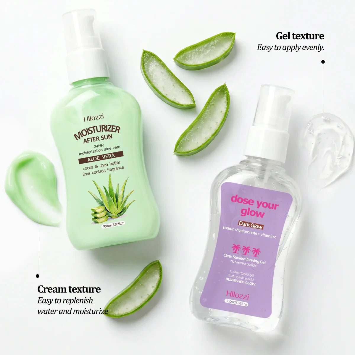 Clear Sunless Tanning Gel – Dark Glow & After Sun Moisturizer