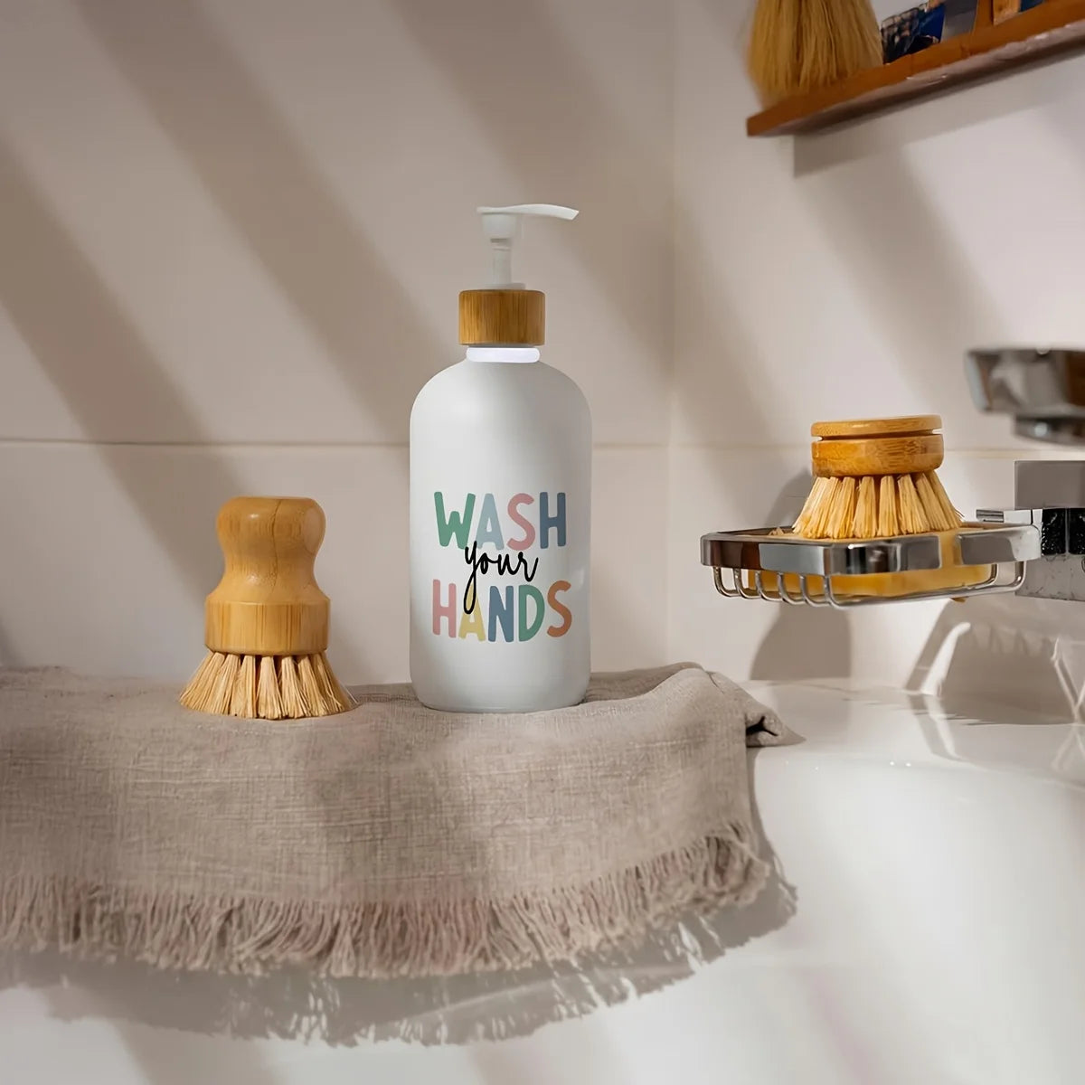Boho Soap Dispenser with Pump – Refillable Countertop Hand Soap Pump Bottle