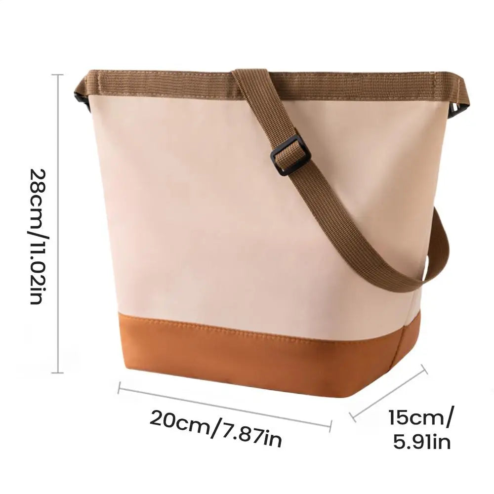Roll Top Insulated Lunch Box Cooler Bag Leakproof Food Container for Work School Outdoor Camping picnic Leakproof Food Container Peaceful Pleasures Health and Wellness Brown