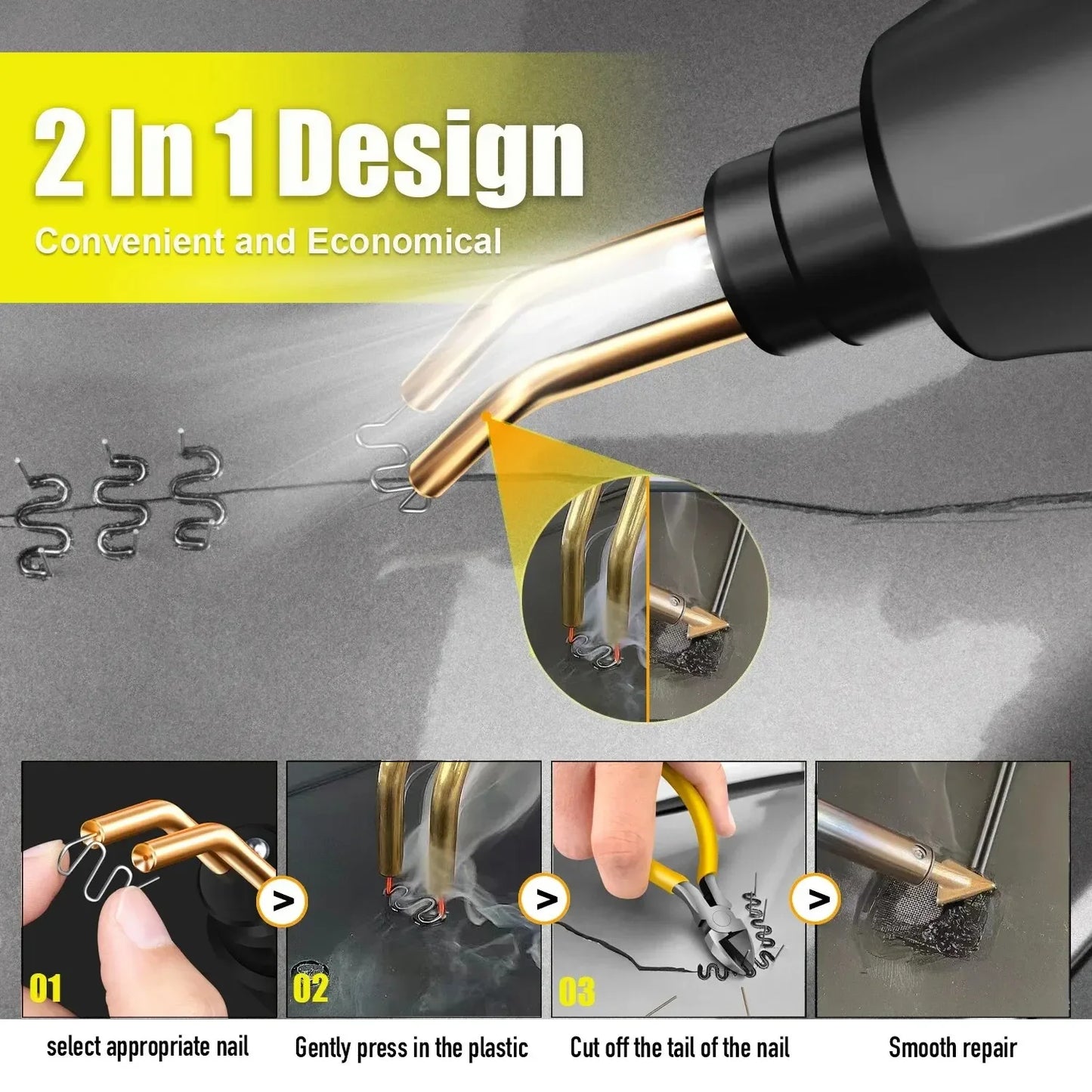 Car Bumper Repair Kit Plastic Welding Machine Hot Stapler 70W With Staples For Bumper/Kayak/PVC Material Soldering Tools Peaceful Pleasures Health and Wellness