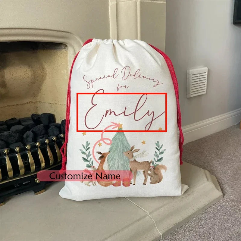 Personalised Woodland Animal Christmas Sack | Kids Gift Bag