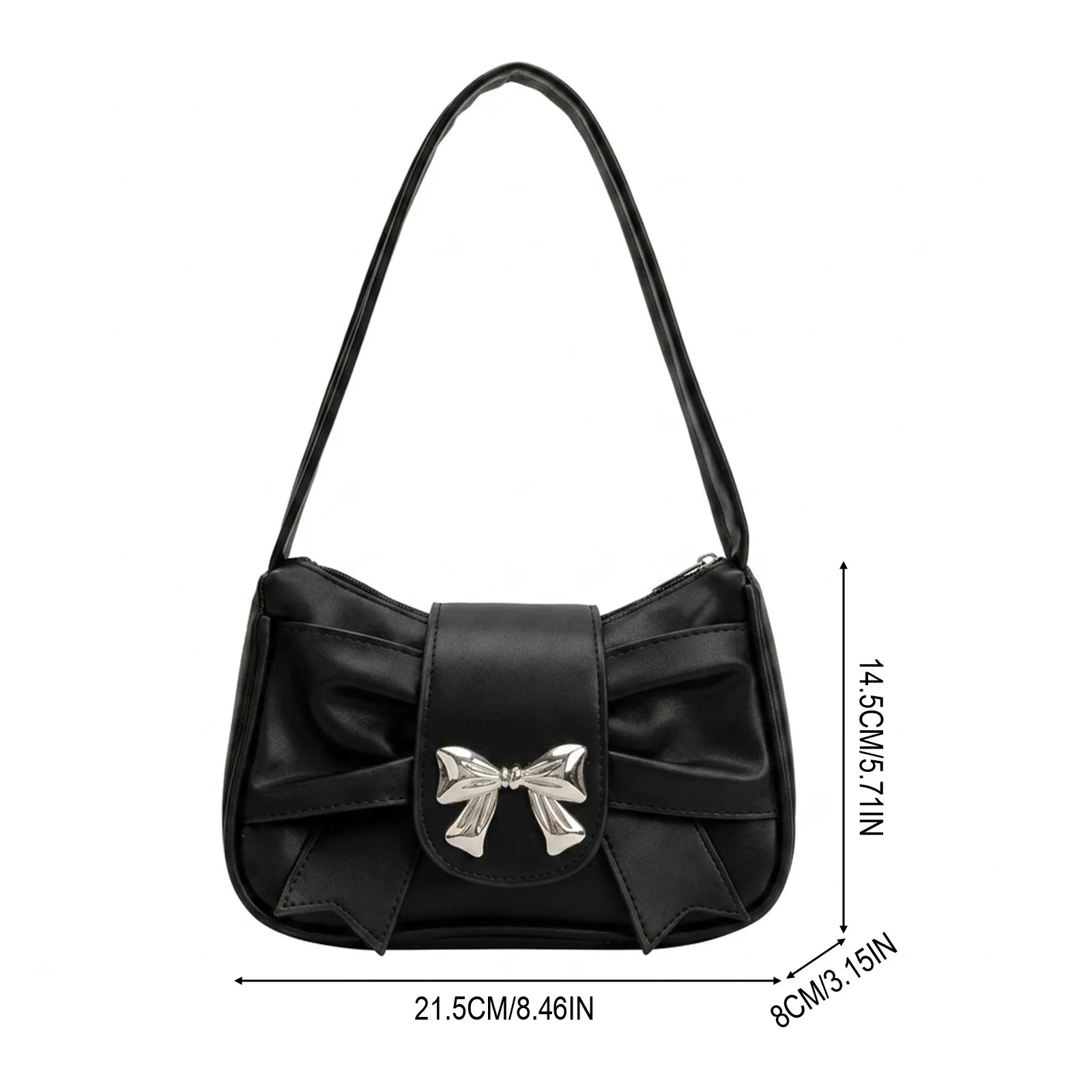 French Bow-Accent Shoulder Bag For Women PU Leather Crossbody Handbag With Elegant Design Peaceful Pleasures Health and Wellness