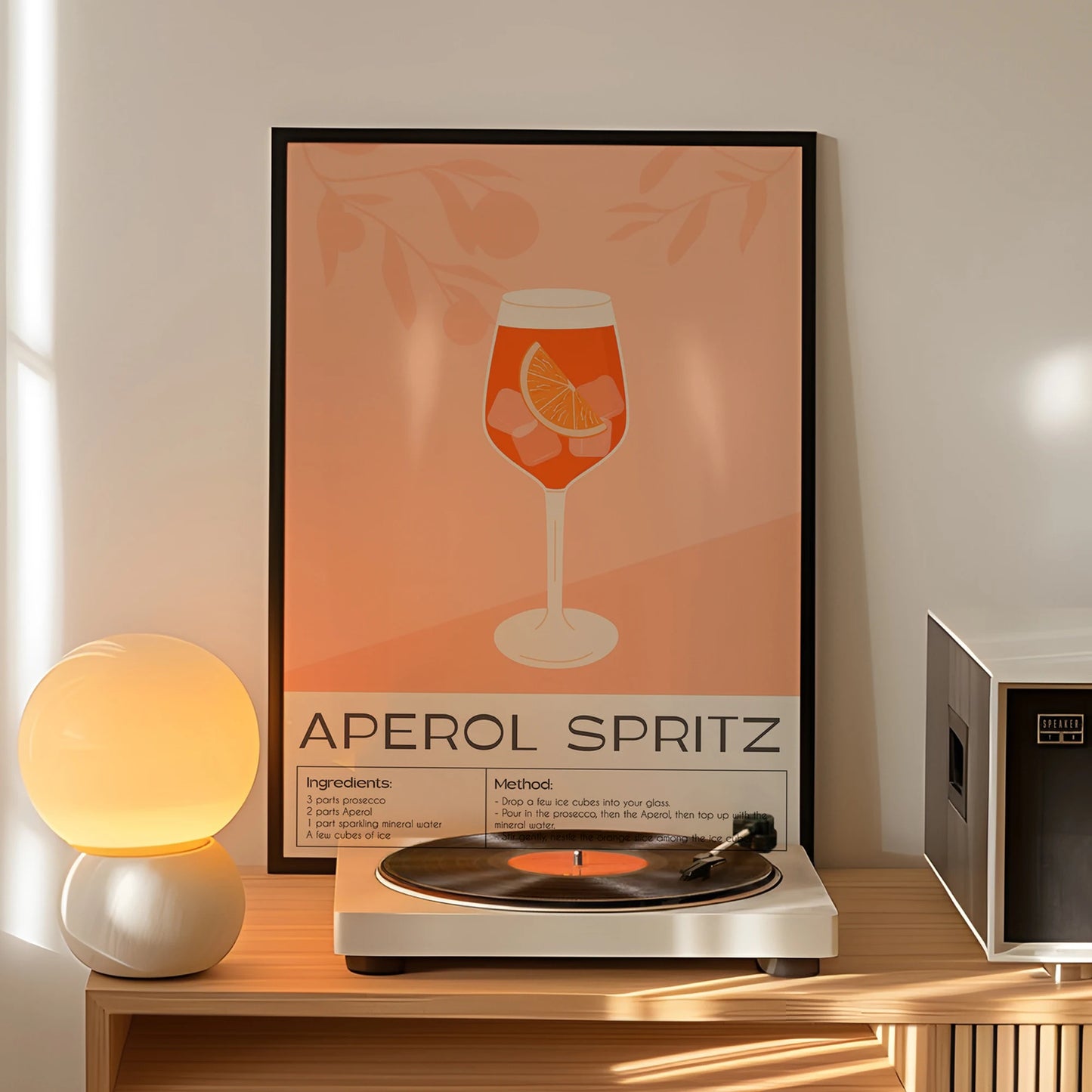Aperol Spritz Canvas Wall Art | Modern Minimalist Cocktail Print