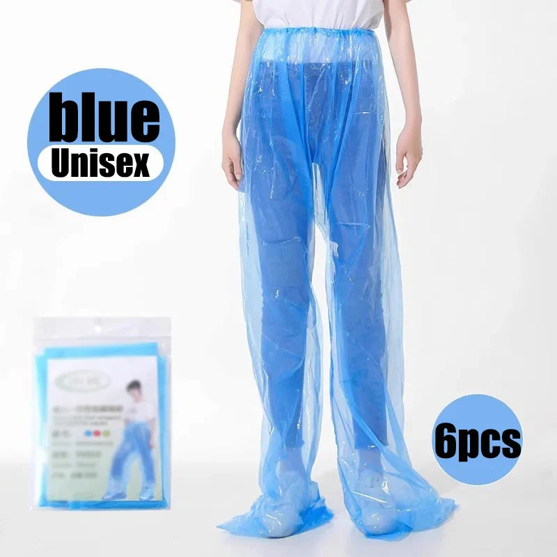 Disposable Waterproof Rain Pants – Unisex One Size, 1 or 6 Pack