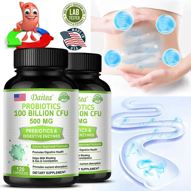 Organic Probiotics Capsules Supplement 100 Billion CFU 500mg Probiotics Helps Gut Health, Balanced Gut Probiotics Peaceful Pleasures Health and Wellness