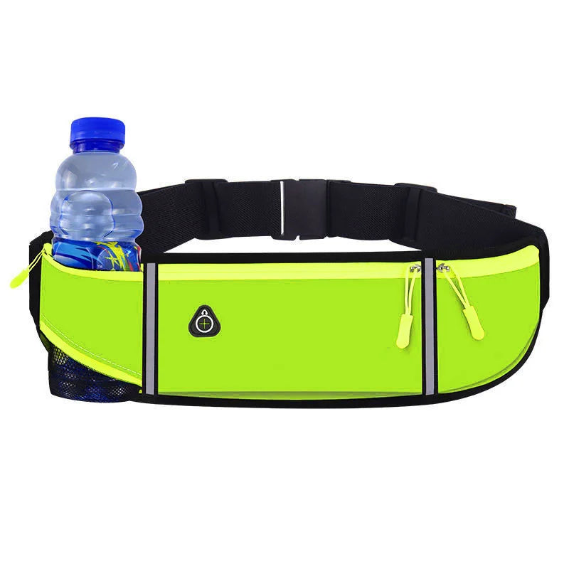 Outdoor Running Waist Bag for Mobile Phone Light and Thin Fitness Cycling Water Bottle Waist Bag with Three Waterproof Pockets Peaceful Pleasures Health and Wellness green kettle