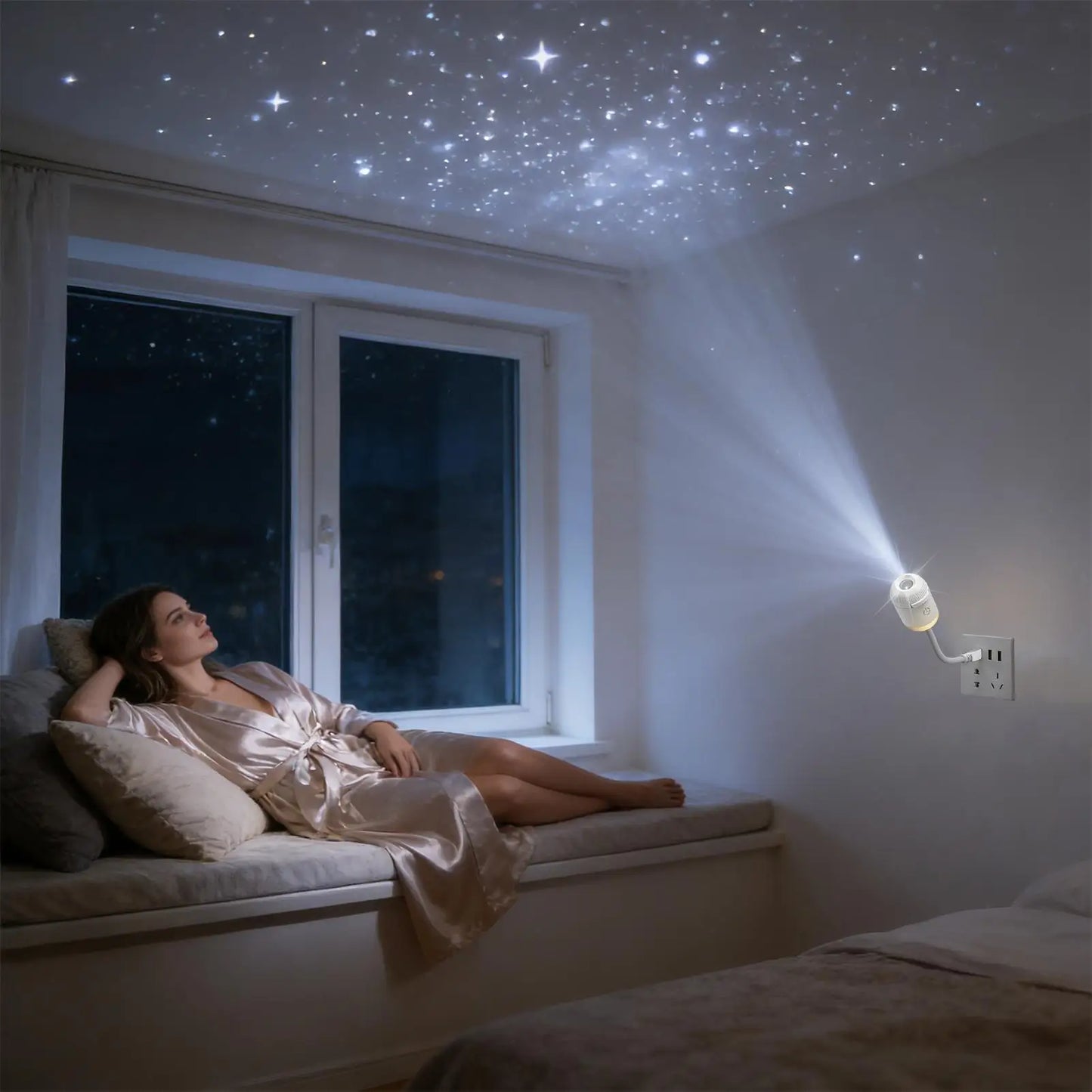2-in-1 USB Projection Night Light | Ambient Atmosphere Lamp Projection Night Light Peaceful Pleasures Health and Wellness