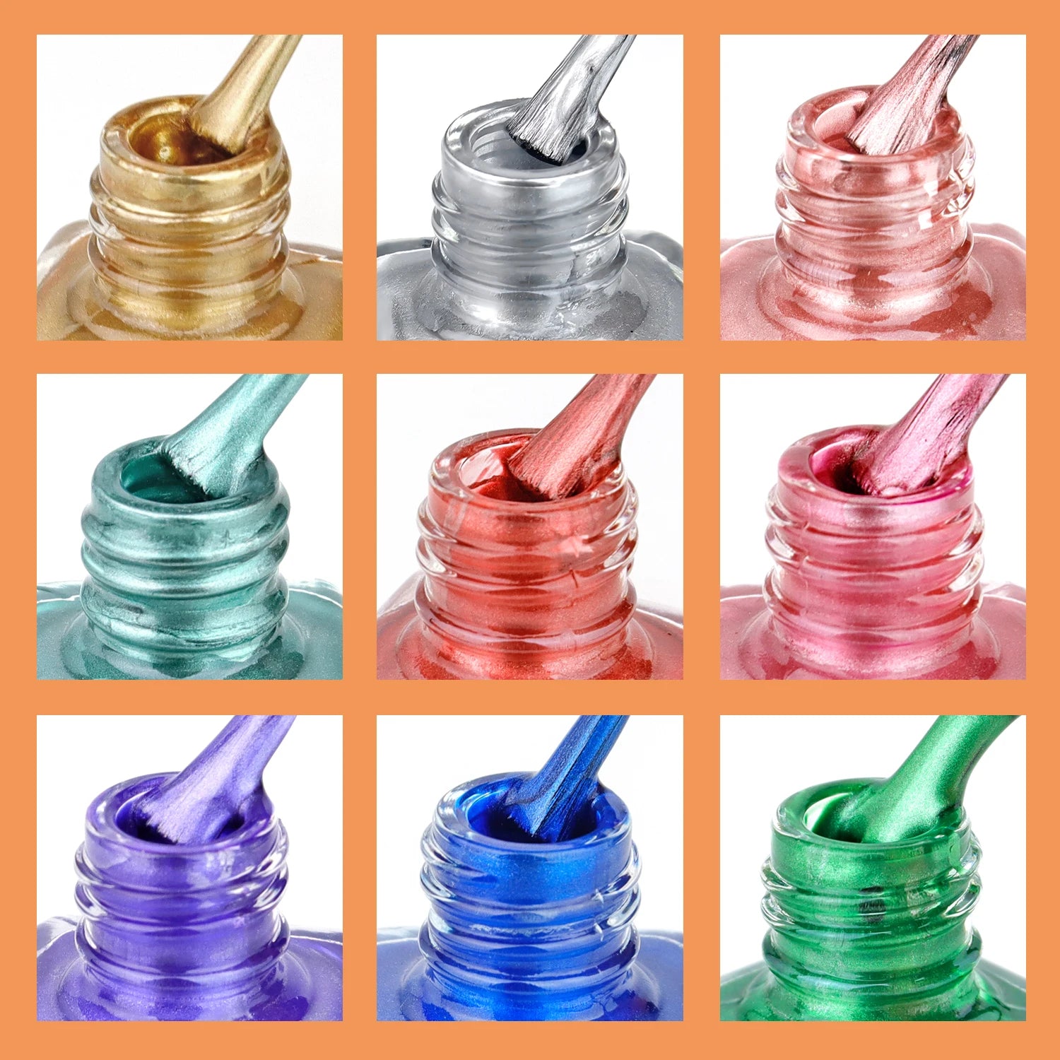 TWOING 8ml 9 Colors Metallic Mirror Nail Polish Set, Quick-Dry Chrome Nail Polish, Long-Lasting High Shine for DIY Manicure Peaceful Pleasures Health and Wellness