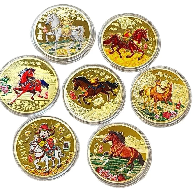 2026 Year of the Horse Commemorative Coin 40mm Gold & Silver