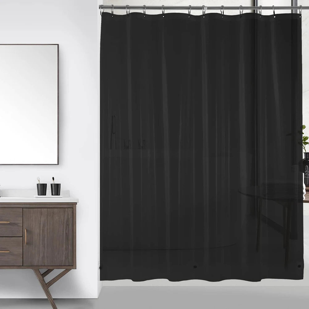 Clear Shower Curtain Waterproof White Plastic Bath Curtains Liner Transparent / Pink Bathroom Mildew PEVA Home Luxury with Hooks Peaceful Pleasures Health and Wellness Black