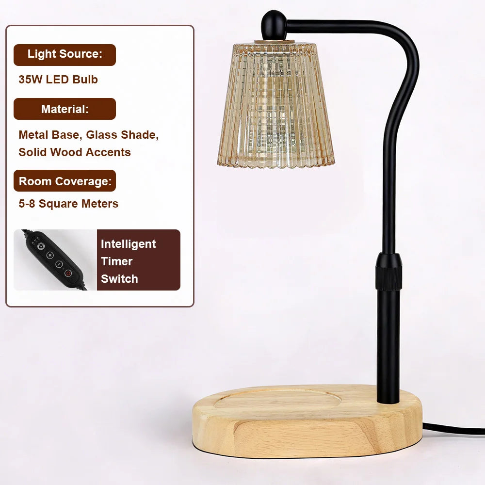 RUNTOIN Timer Candle Warmer Lamp | Striped Glass Wax Melts