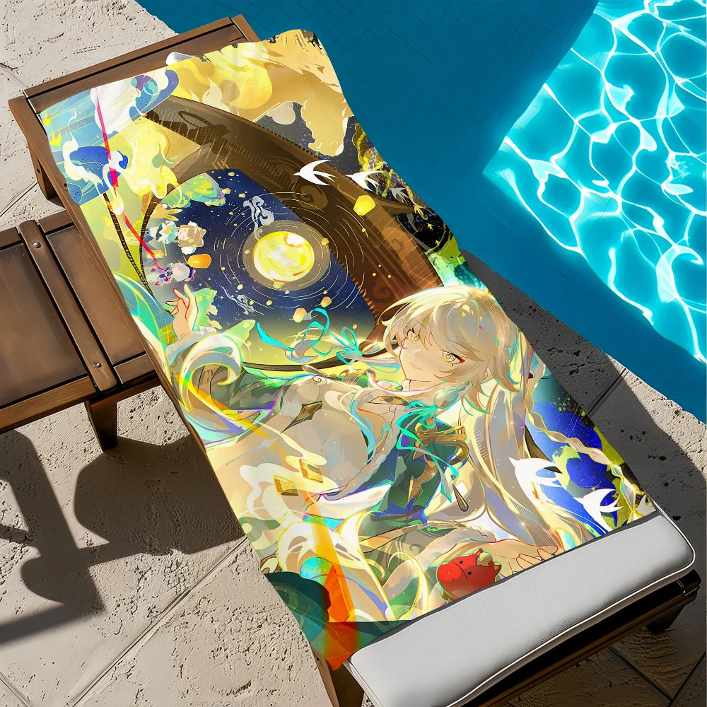 Genshin Impact Zibai Quick-Dry Beach Towel | Multi-Size Quick-Dry Beach Towel Peaceful Pleasures Health and Wellness