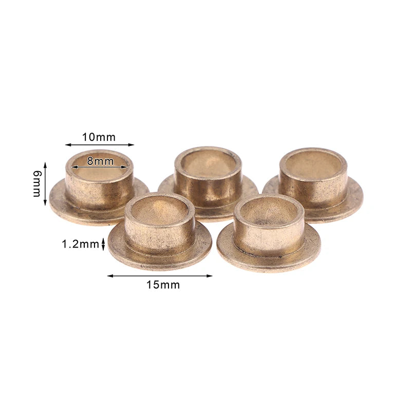5Pcs Flange Bushing Copper Sleeve Inner Diameter 8MM Powder Metallurgy Oil Bearing With Edge Step Shoulder Peaceful Pleasures Health and Wellness 8x10x6