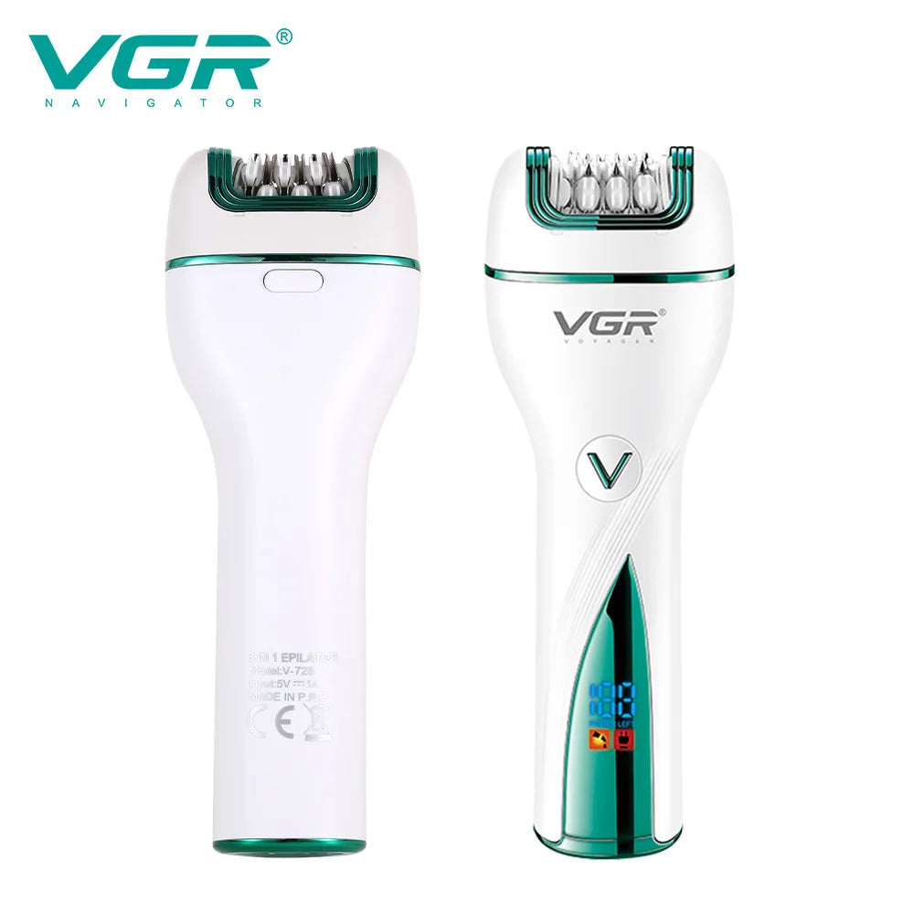 VGR 728 Shaver 3 in 1 Rechargeable Digital Epilator for Women Electric Epilator New for Face and Body Hair trimming set Peaceful Pleasures Health and Wellness