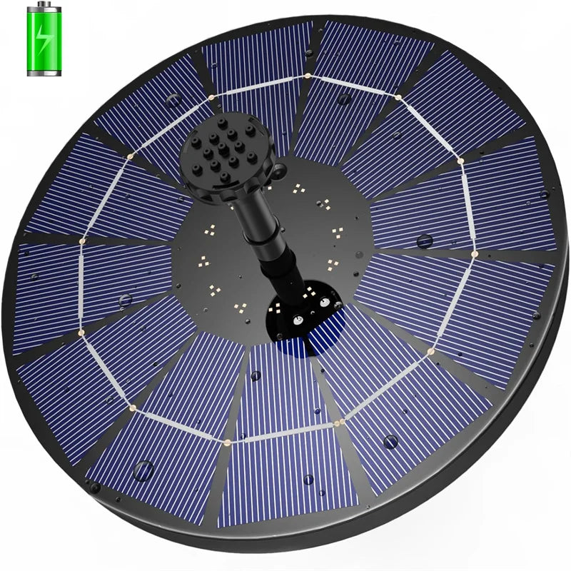 3.5W Solar Fountain Pump with 1500mAh Battery & 6 Nozzles