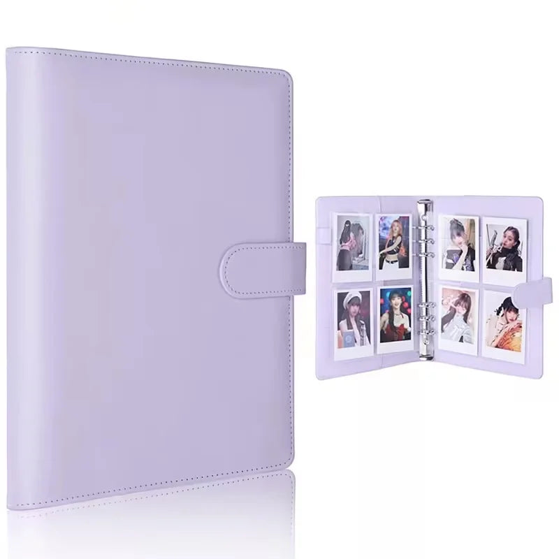 A5 Notebook Photocard Binder 4 Pockets Sleeves 6 Ring PU Leather