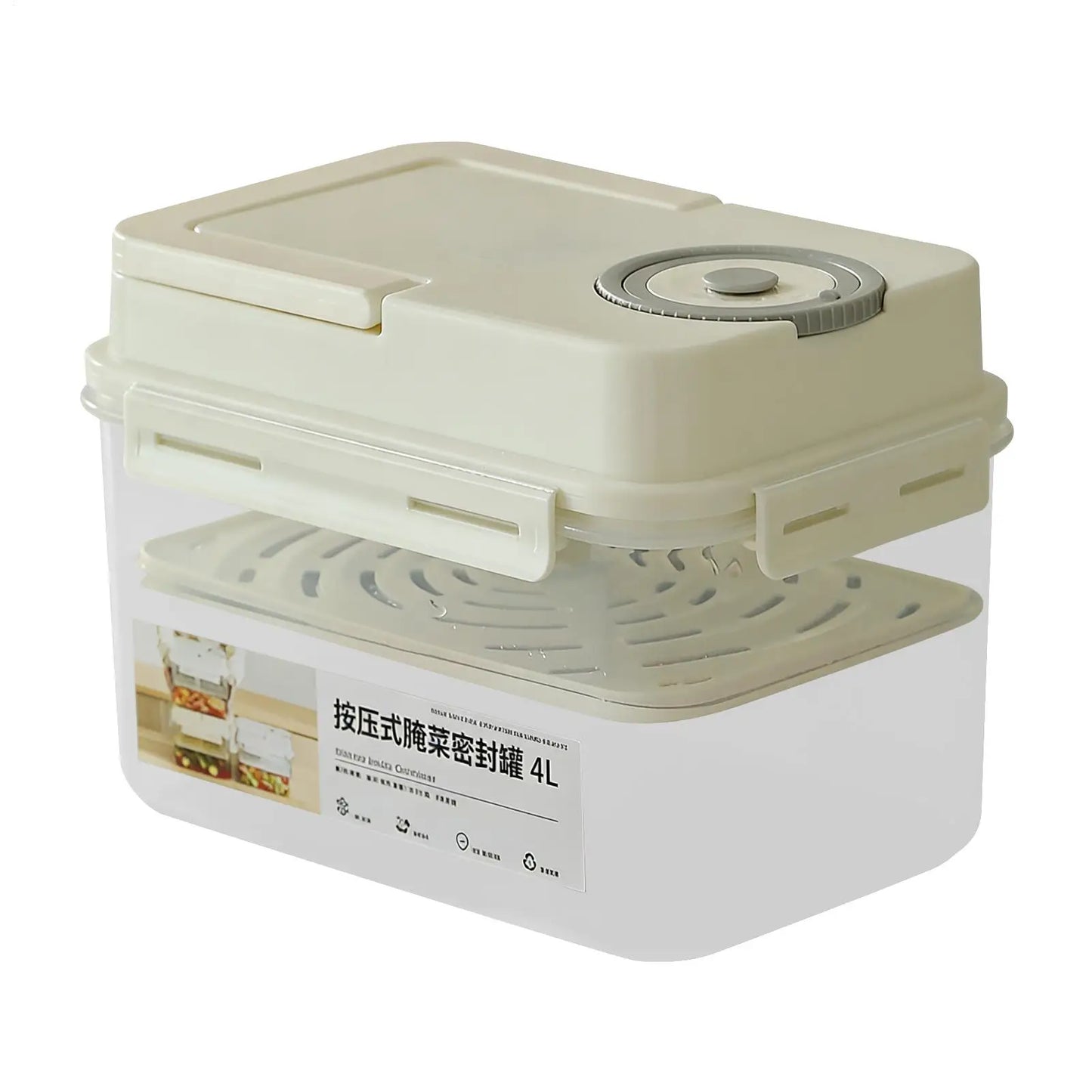 4L Airtight Pickle Fermentation Container with Press Plate