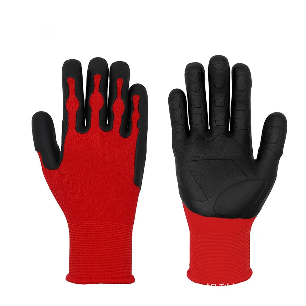 Breathable Gardening Work Gloves Nylon Waterproof Protective Gloves Safety Ergonomic Professional Gloves Landscaping" Peaceful Pleasures Health and Wellness Red