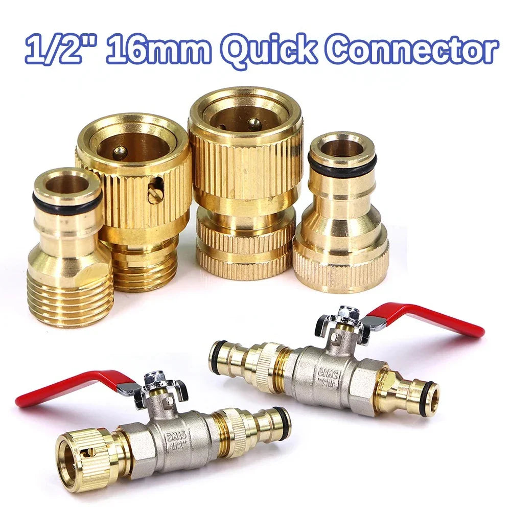 Brass Ball Valve Hose Adapter 1/4" Quick Connector | Garden Irrigation