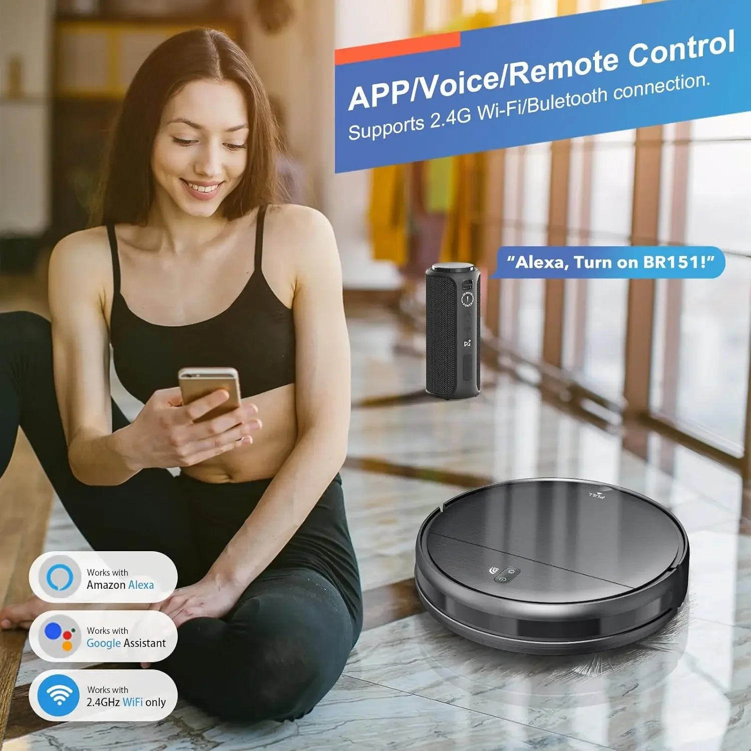 2-in-1 Robot Vacuum and Mop with App Control, Slim Design, Self-Charging for Hard Floors and Pet Hair Peaceful Pleasures Health and Wellness