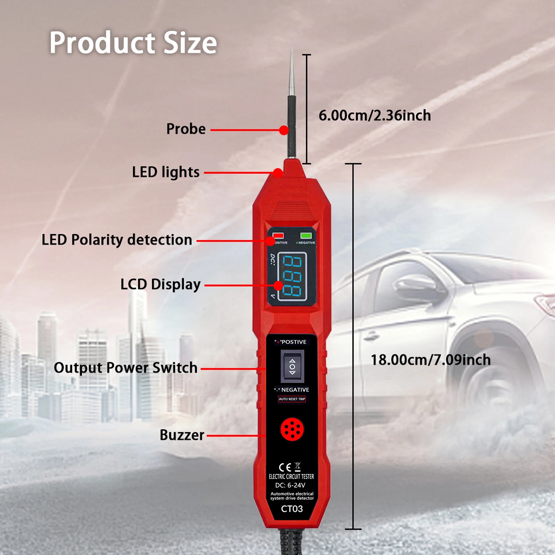 Automotive Circuit Tester - 6 - 24V Voltage, Led Display & Buzzer Notification, Multifunctional and Durable Green Peaceful Pleasures Health and Wellness