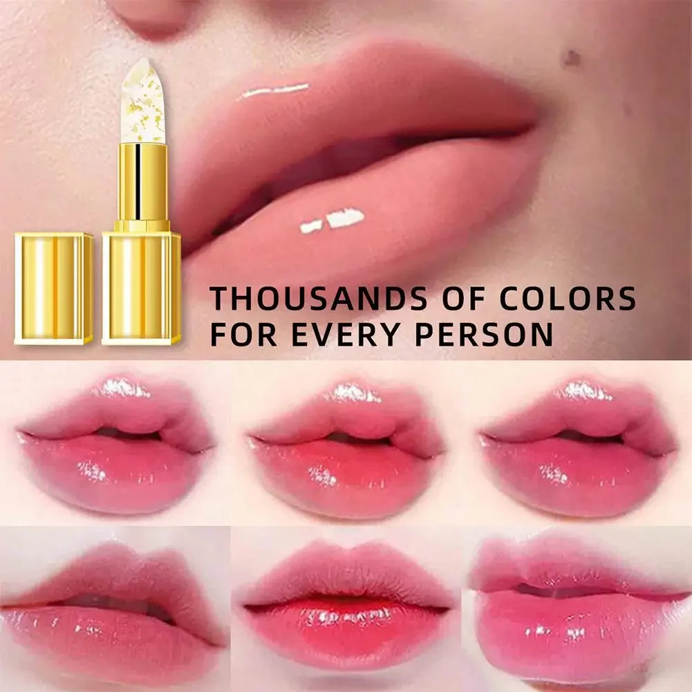 Gold Crystal PH Color Changing Lip Balm, Moisturizing High Shine Glossy Lipstick, Waterproof Non Sticky Cup Daily Lip Care Peaceful Pleasures Health and Wellness