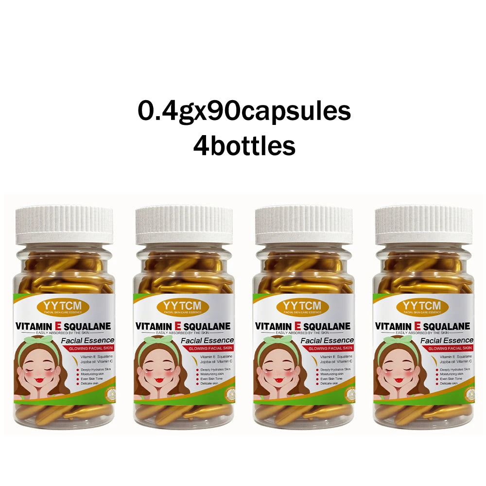 Vitamin E deep moisturizing capsule essence, deep moisturizing and skin brightening essence (0.4gx90 capsules)/bottle-1 bottle Peaceful Pleasures Health and Wellness 4 bottles 0.4gx90capsules