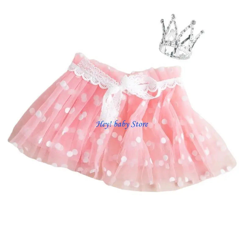 Newborn Photography Props – Lace Skirt & Crown Set (0–6M)