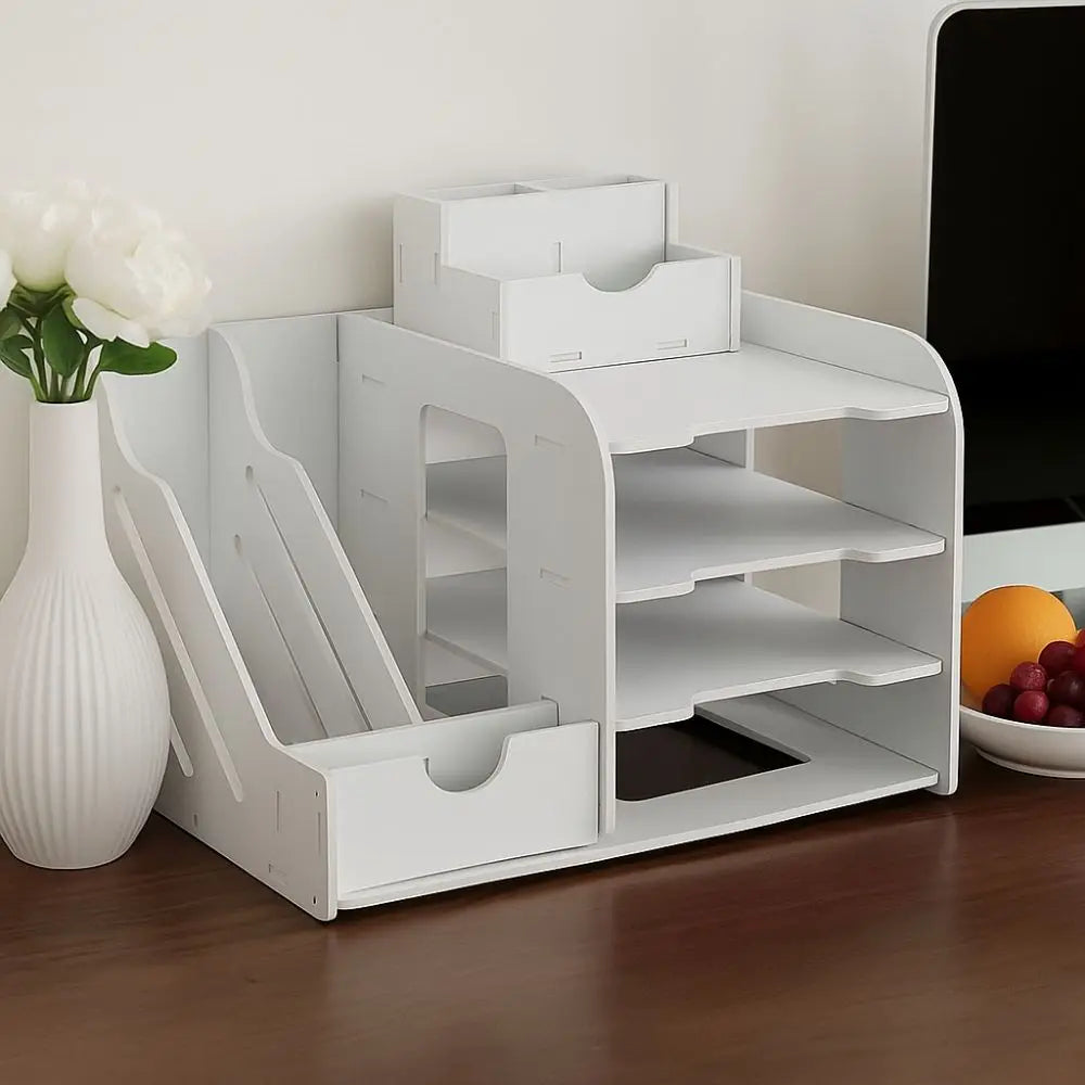 Large Capacity File Storage Rack Space Saving Thickened File Sorter Multi-Layer Partition Design Desktop Storage Box School Peaceful Pleasures Health and Wellness
