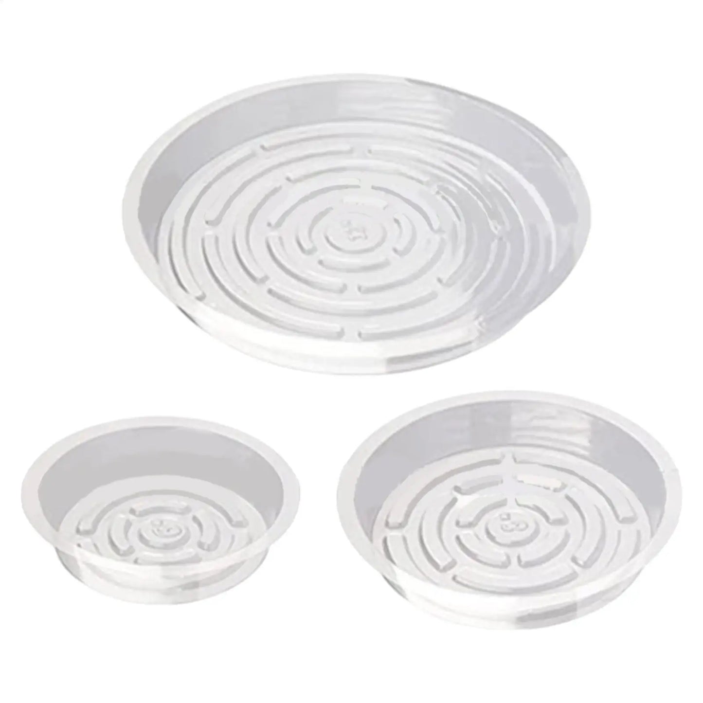 5-Pack Clear Round Plant Saucers | Plastic Pot Trays 6" 8" 10"
