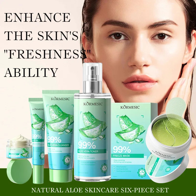 Aloe Vera Skincare Set – Cleanser, Toner, Acne Gel & Eye Mask Skincare Set Peaceful Pleasures Health and Wellness