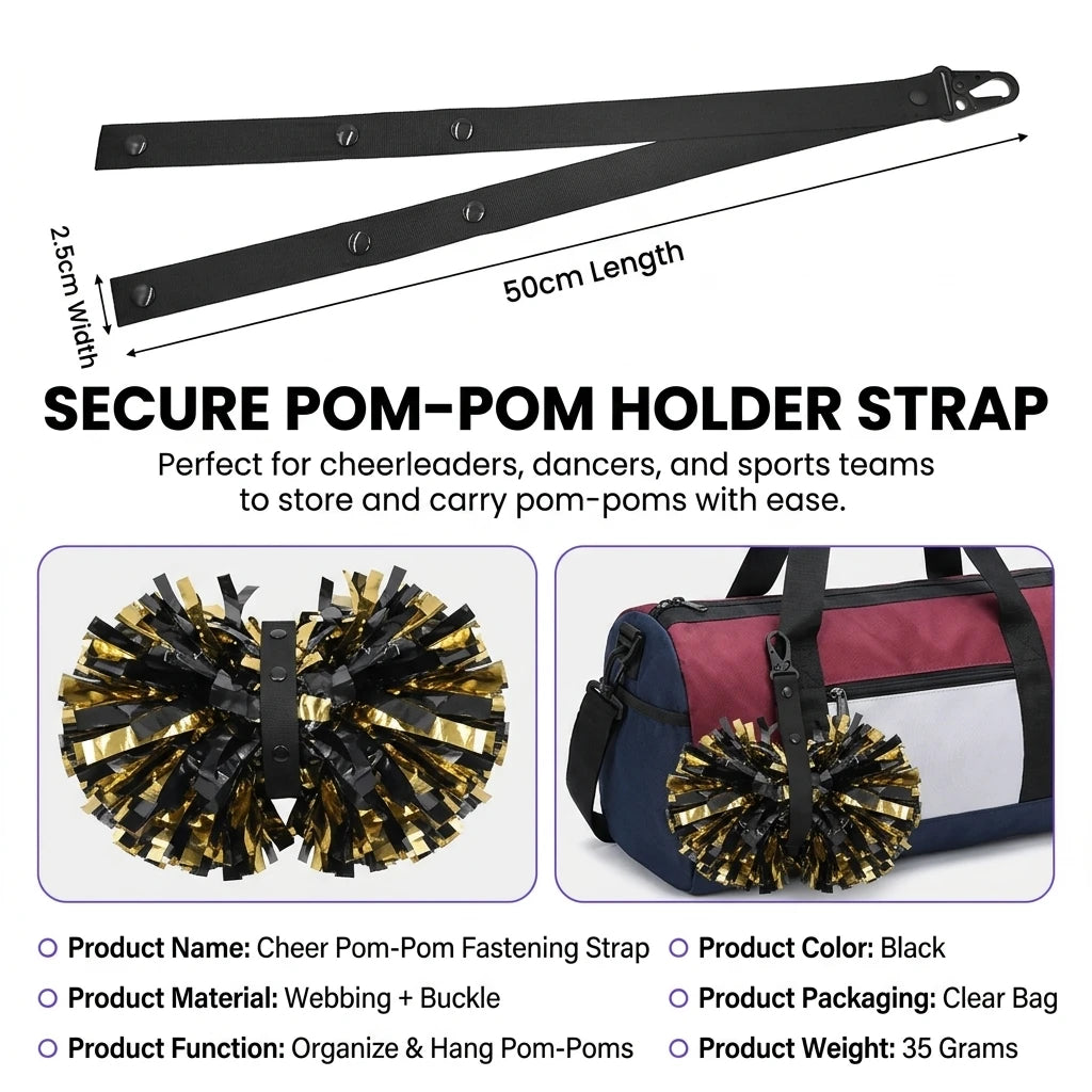 Cheerleading Pom Poms Strap For Backpack Fixing Portable Storage Lightweight Durable Nylon Material Peaceful Pleasures Health and Wellness