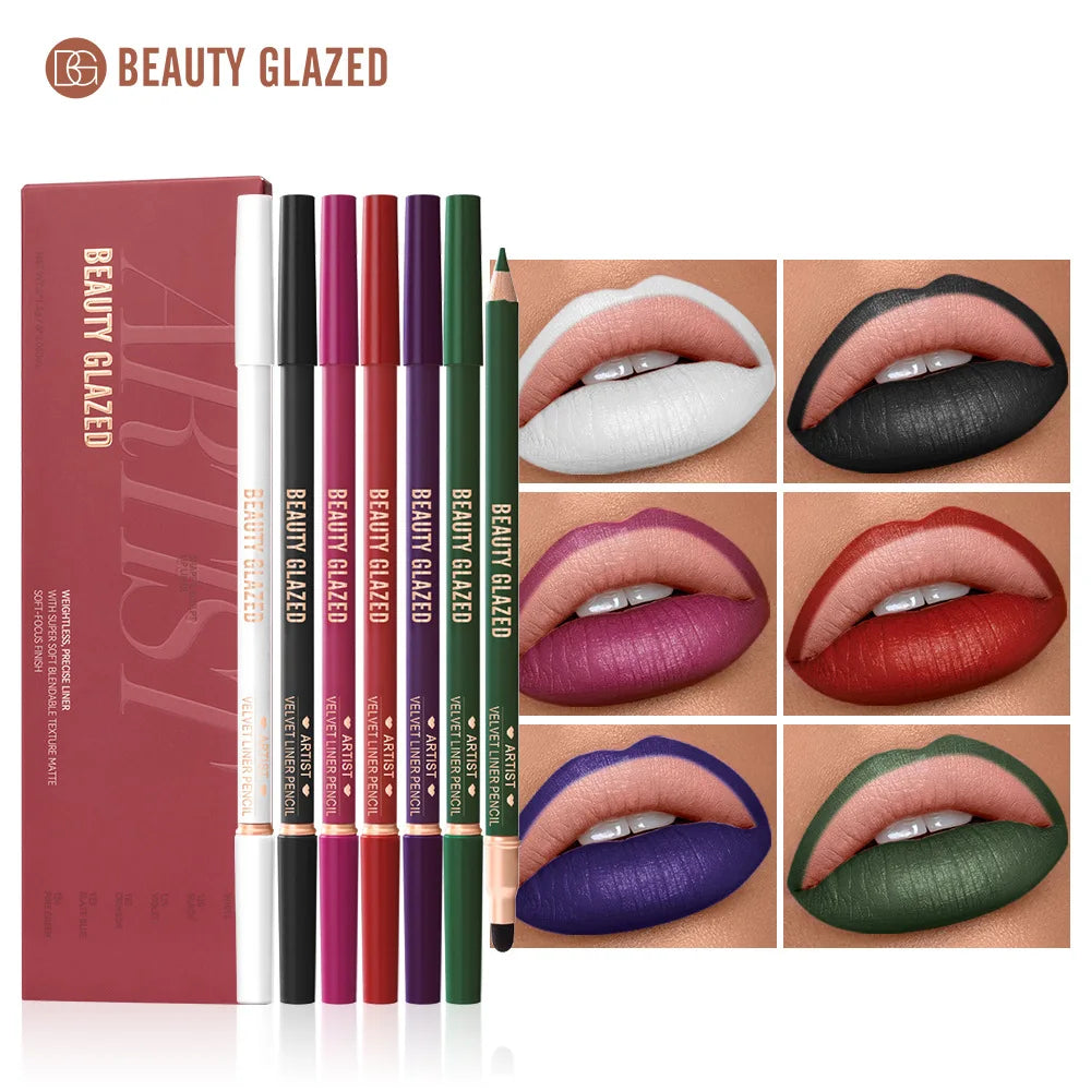 6-Piece Matte Dual-Ended Lip Liner Set – Long-Lasting, All Tones