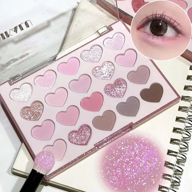 DIKALU 20-Color Heart Eyeshadow Palette – Glitter & Shimmer