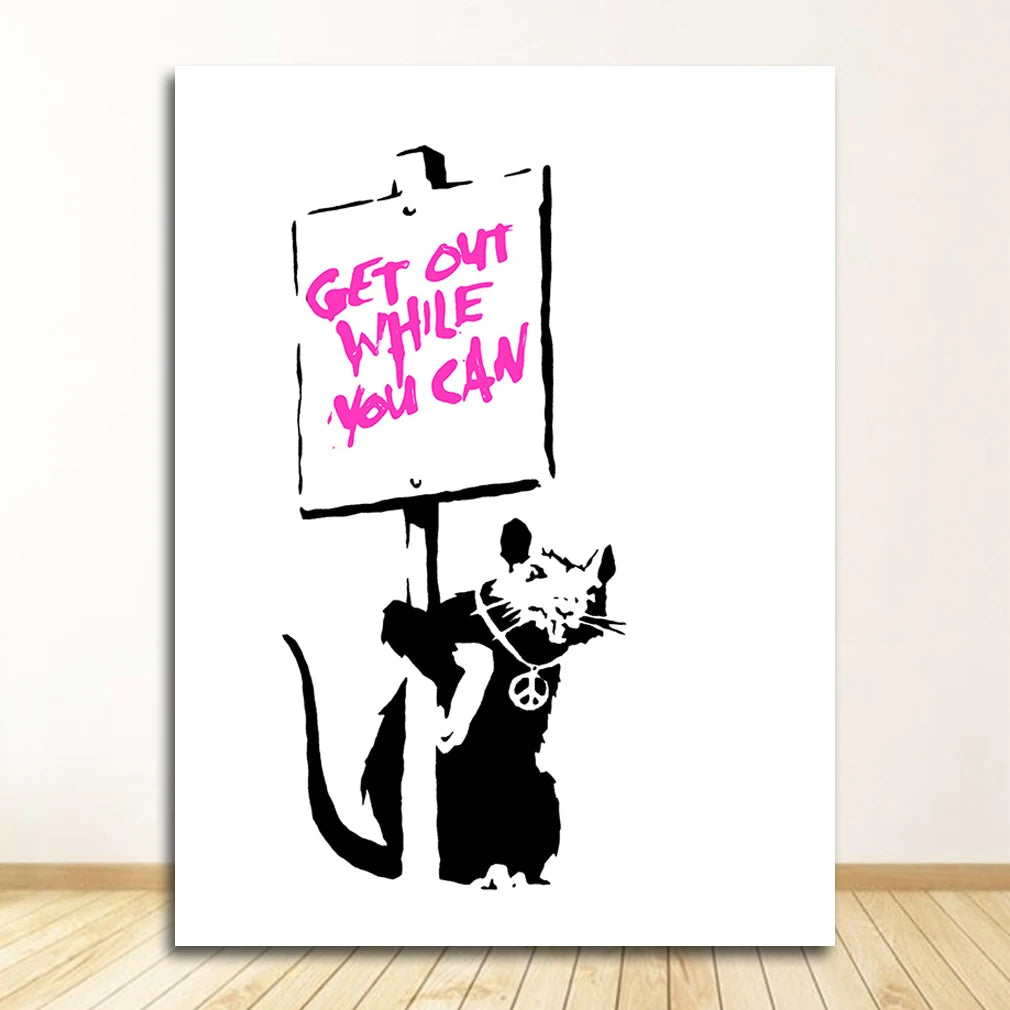 Banksy Abstract Canvas Wall Art Print | Nordic Living Room Decor