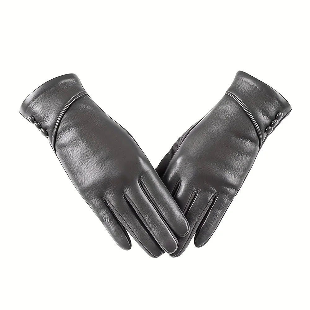 Women Leather Touchscreen Gloves With Soft Fleece Lining-Perfect For Stylish Warmth On Casual Weekends Peaceful Pleasures Health and Wellness Gray One Size