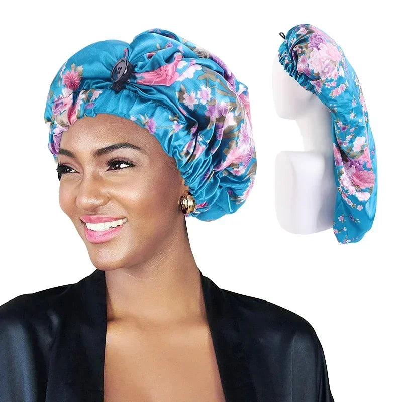 Sleeping Hats Wrap Night Cap Hair Care Bonnet for Unisex, Women, Men, Long Hair Elastic Wide Edge Satin Bonnet Peaceful Pleasures Health and Wellness