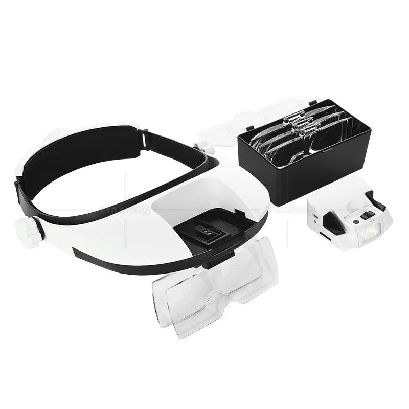 Magnifying Glasses Led Light Lamp Head Loupe Jeweler Headband Magnifier Eye Glasses Optical Glass Tool Repair Reading Magnifier Peaceful Pleasures Health and Wellness
