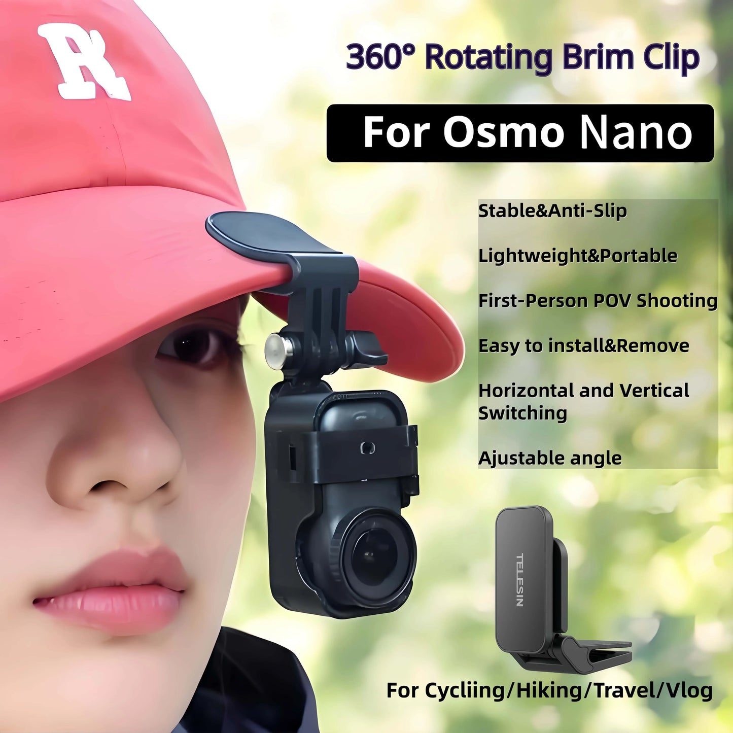 TELESIN Magnetic Brim Clip for DJI OSMO NANO | POV Mount